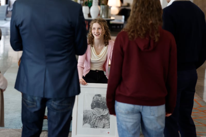 Charlotte Halpin Rooney from Greystones, Co Wicklow, with her piece, Winter Memories. Photograph: Nick Bradshaw
