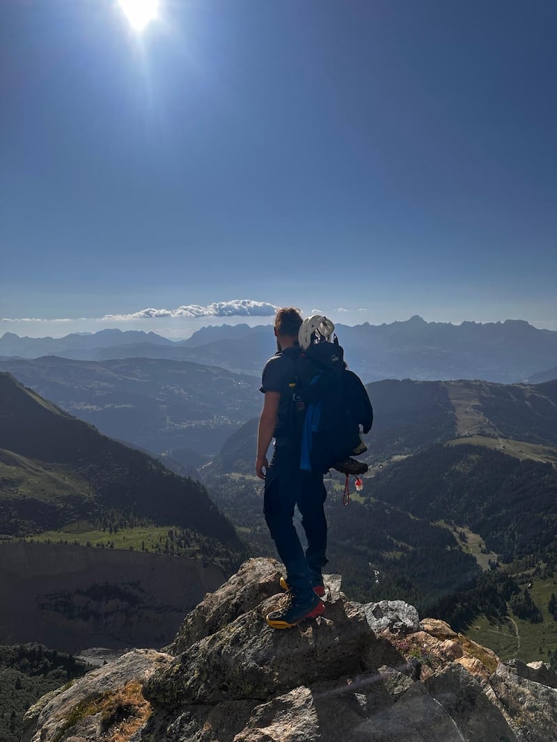 Pádraig O'Hora on a peak in Chamonix, Mont Blanc, French Alps