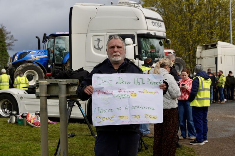 Joe Maloney who joined the protest outside the Irving oil refinery on behalf of his wife who is a bus driver. Picture: Noel Sweeney