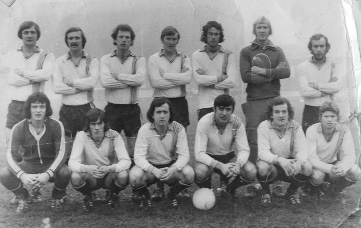 Cork Celtic 1975. Back row from left, Keith Edwards, George Mellerick, Donie Madden, John Carroll, Charlie McCarthy, Declan O'Mahony and Gerry McCarthy. Front row, Liam Gillen, Brian McSweeney, Tony Heery, Bobby Tambling, Ger O'Leary and Philip Neiland.