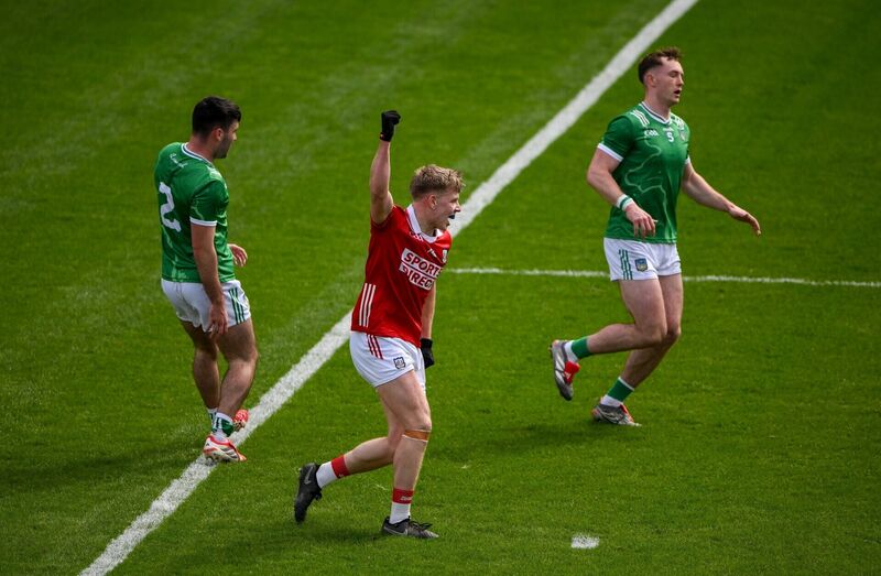 Dara Sheedy celebrates after scoring his side's first goal. Pic: Brendan Moran/Sportsfile.