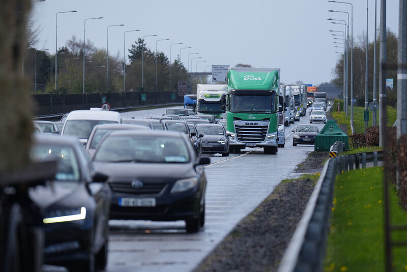 Fuel protesters block the M7 motorway in Rathcoole near Dublin on Sunday.