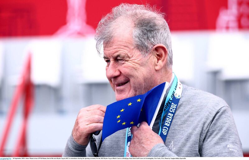 Adare Manor owner JP McManus, host of the next Ryder Cup in 2027, in attendance during the opening ceremony for the 2025 Ryder Cup. Pic: Vaughn Ridley/Sportsfile.