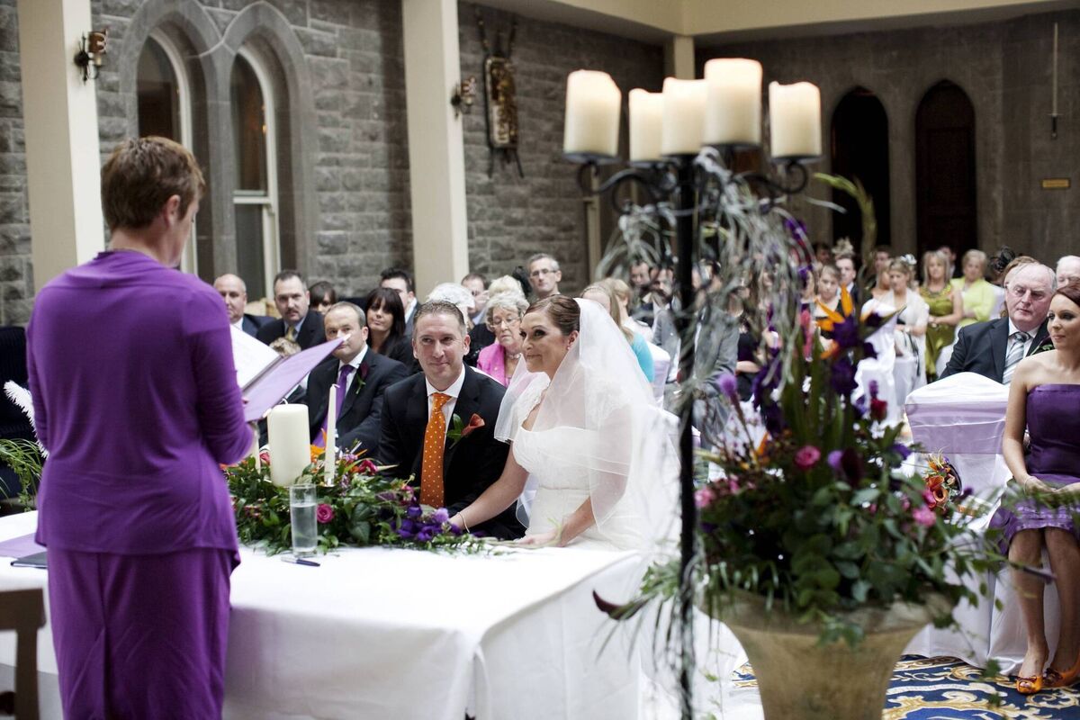 Caroline Downey and Barry during their wedding ceremony.