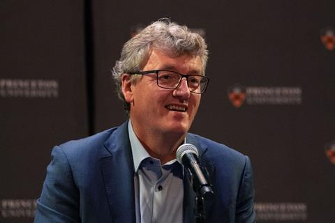 Princeton University professor David MacMillan speaks at a press conference