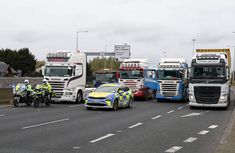 A blockade by fuel protesters on the N4 at Lucan last weekend. Photograph: Colin Keegan/Collins
