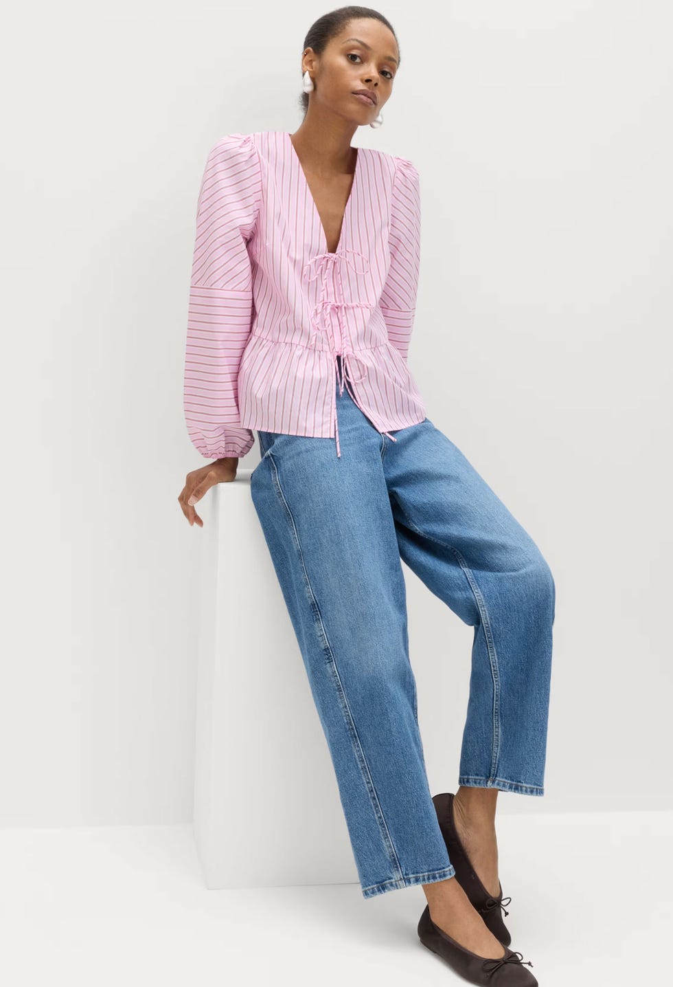 M&S pink striped blouse ms pink striped blouse