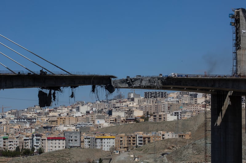 The B1 highway bridge near Tehran on Friday. Photograph: Arash Khamooshi/The New York Times