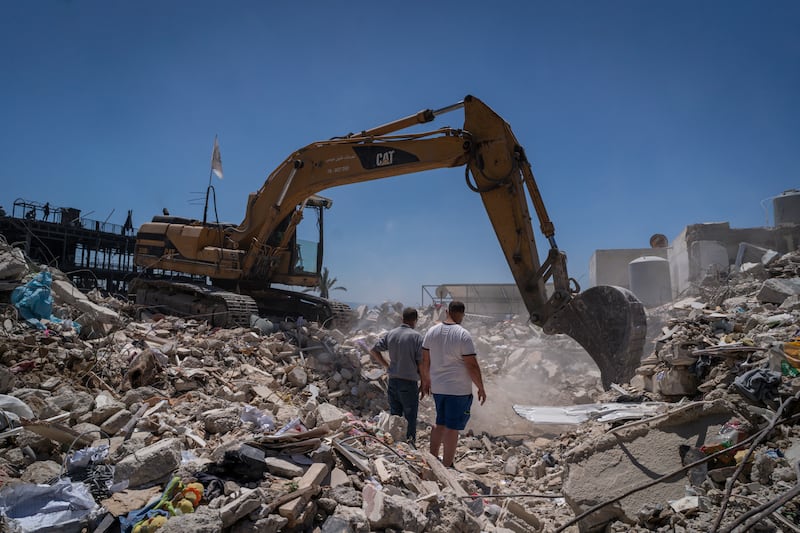 The aftermath of an Israeli airstrike where 30 people died in Tyre, Lebanon, is pictured on Thursday. Photograph by Adri Salido/Getty Images