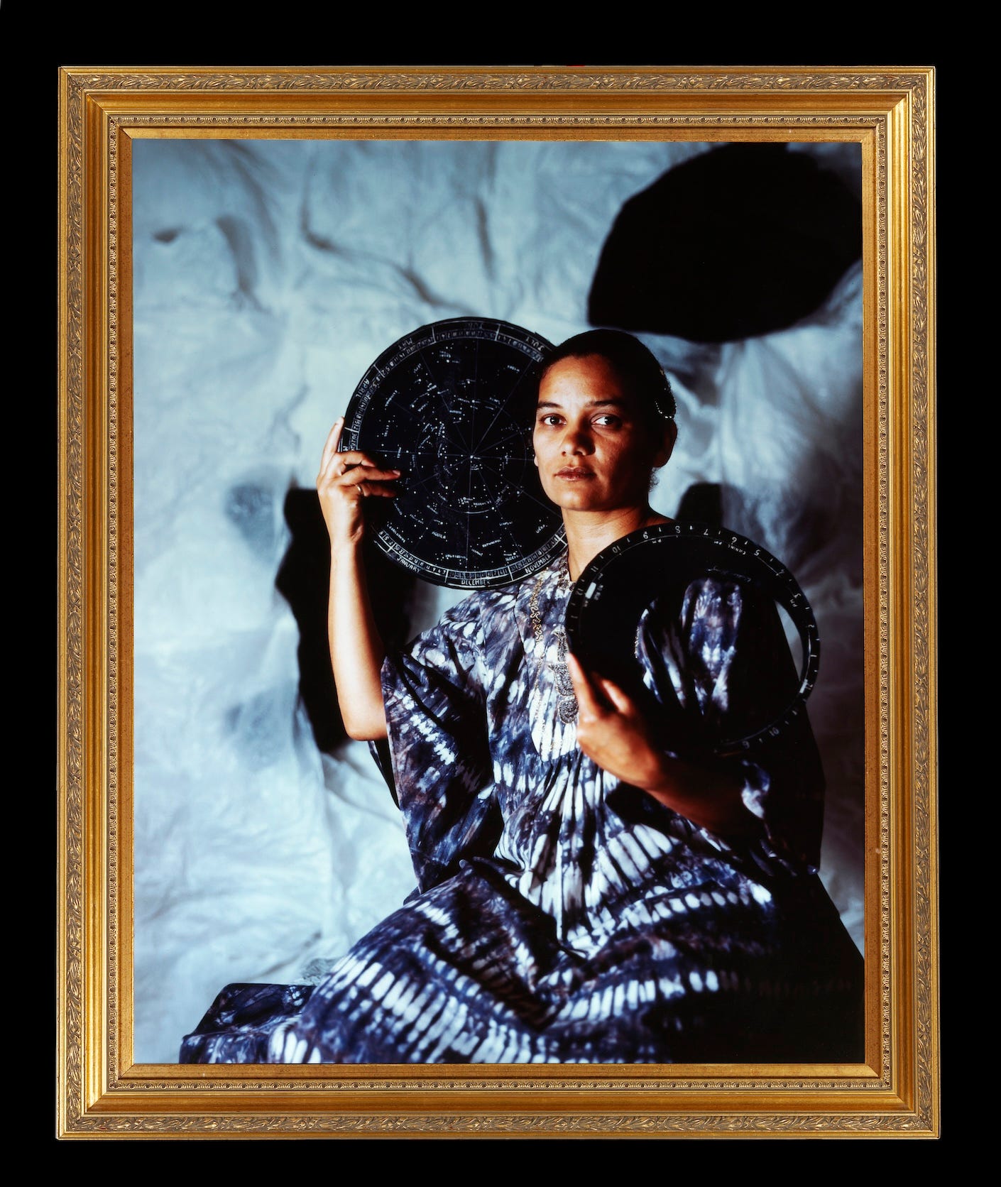 photographurania (portrait of lubaina himid); zabat; 'urania' (lubaina himid), dye destruction print, zabat series, maud sulter, 1989maud sulter (1960 2008)1989dye destruction print