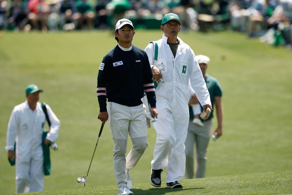 Golf - The Masters - Augusta National Golf Club, Augusta, Georgia, U.S. - April 8, 2026
Japan's Naoyuki Kataoka on the 2nd hole during the par 3 contest REUTERS/Brian Snyder