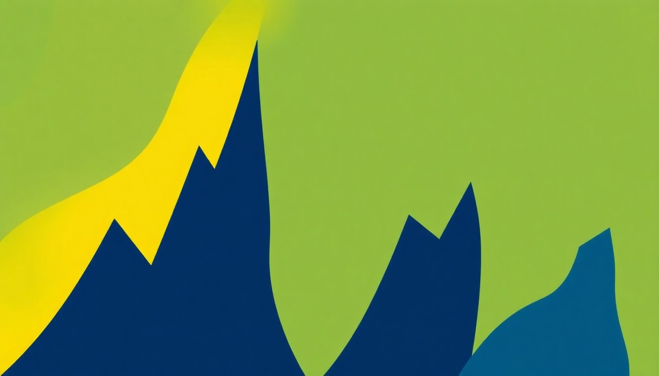 A bold, abstract composition of jagged, overlapping geometric shapes in shades of blue, green, and yellow, conceptually representing the themes of philosophy, motherhood, and personal growth in Maria Semple