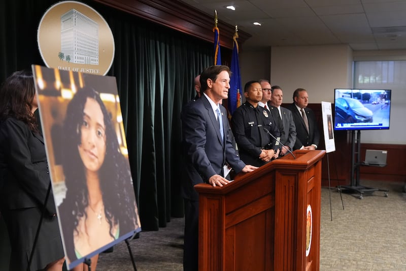 Authorities say Celeste Rivas Hernandez was 14 when she died. Photograph: Damian Dovarganes/AP