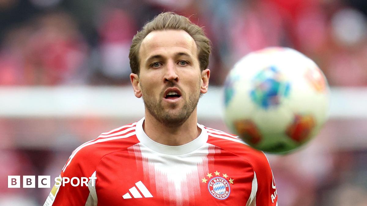 Harry Kane celebrates scoring in Bayern Munich's 3-2 win against Borussia Dortmund in February