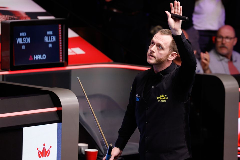 Mark Allen celebrates after his match against Kyren Wilson: Richard Sellers/PA Wire.