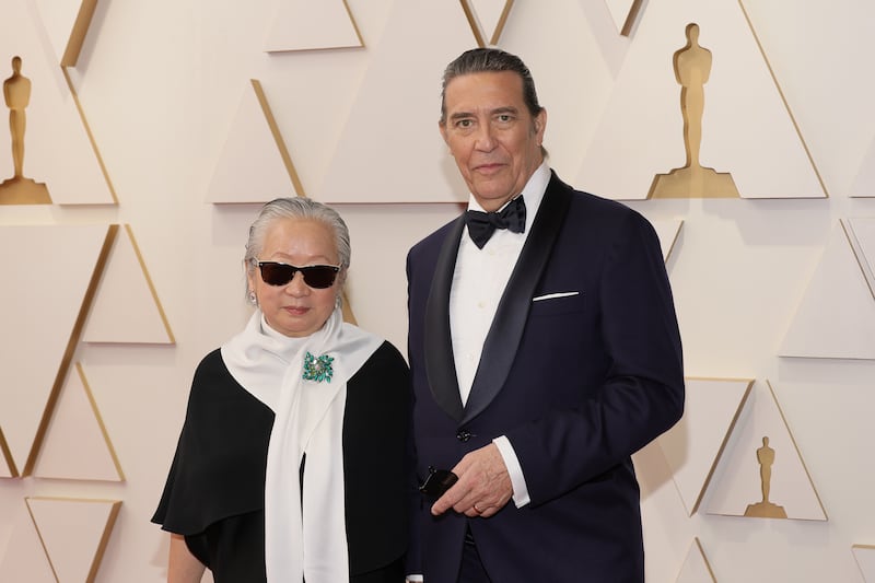 Ciarán Hinds and his wife Hélène Patarot attending the 94th Annual Academy Awards in 2022.Photograph: Mike Coppola/Getty Images