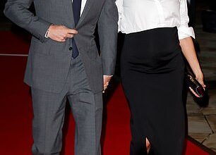 In early 2019, Meghan attended the Endeavour Fund Awards in an ensemble that was straight out of the Carolyn Bessette Kennedy look book. The duchess, who was pregnant with son Archie at the time, paired a Givenchy white button-down shirt with a floor-length black skirt