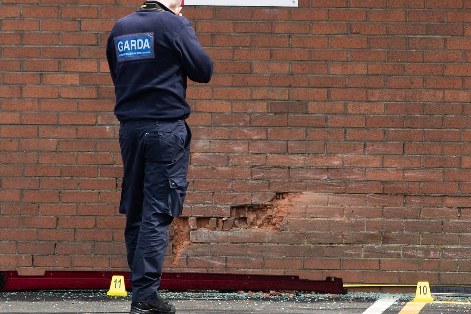 26/04/26 - Garda forensic collision investigators examine the scene of a fatal road traffic collision at Knocklyon Shopping Centre in Dublin after a car struck a wall. Photo: Damien Storan.