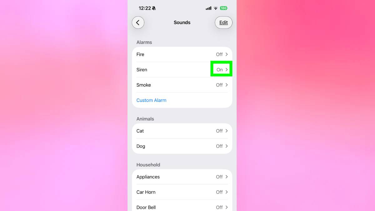 Sound alerts enabled on iPhone