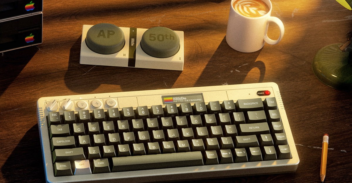 8BitDo celebrates Apple’s 50th anniversary with a 5-pound keyboard.