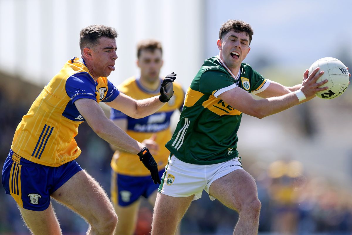 Kerry's Dylan Geaney and Manus Doherty of Clare in action during last season's Munster SFC final at Fitzgerald Stadium