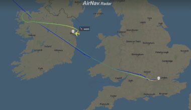 American Airlines flight AA105 just diverted to Dublin Airport after U-turn over Ireland