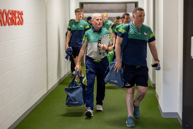 Limerick manager John Kiely and his charges have arrived in Páirc Uí Chaoimh ahead of their clash with Cork. Photograph: Morgan Treacy/Inpho