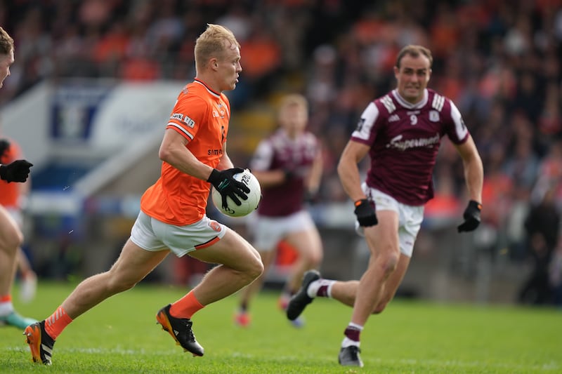 Cian McConville of Armagh in action against Galway at Breffni Park in June. Photograph: James Lawlor/Inpho