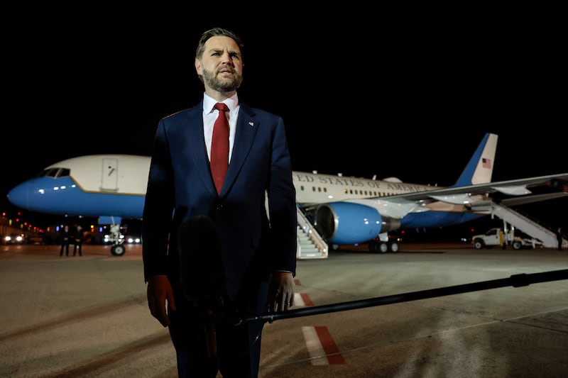 US vice-president JD Vance at Budapest Ferenc Liszt International Airport on Wednesday night. Photograph: Jonathan Ernst-Pool/Getty Images