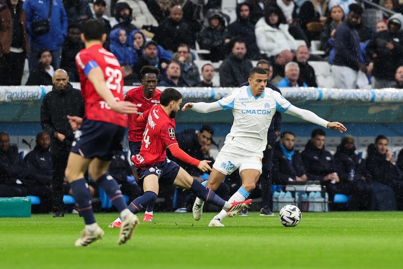 Marseille's forward Mason Greenwood against Lille. Photograph: Pascal Pochard-Casabianca/ AFP via Getty