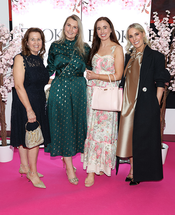 Stella Byrne, Erin O'Connell, Joanne Byrne and Aine Purcell at An Evening with EVOKE at the Herbert Park Hotel in Ballsbridge, Dublin. Pic: Brian McEvoy