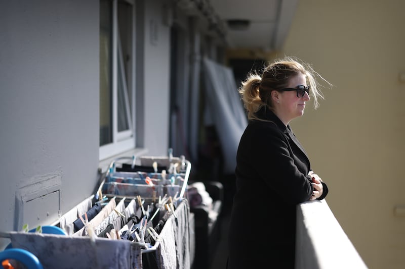 Joanne lawless at her  Pearse House flat. Photo: Bryan O’Brien / The Irish Times  
