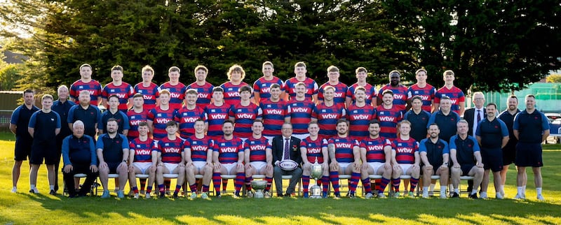Cian Healy (middle row, second from the right), has been coaching with Clontarf since retiring from Leinster and Ireland.