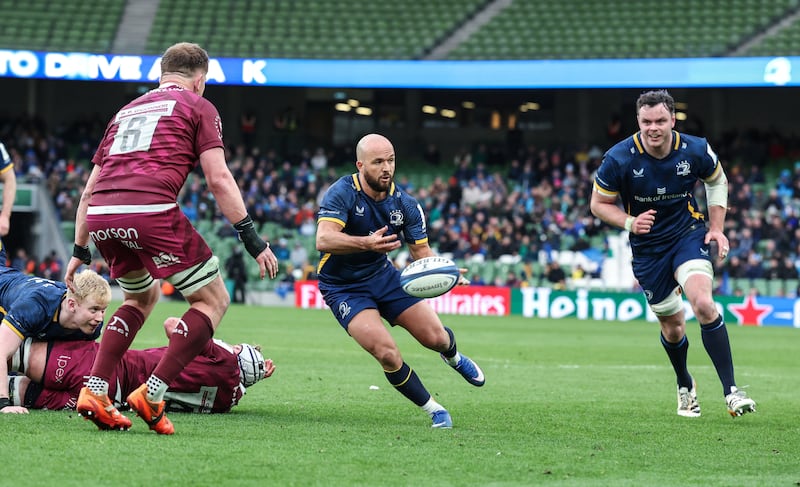 Leinster's Jamison Gibson-Park plays a pass against Sale. Photograph: Dan Sheridan/Inpho