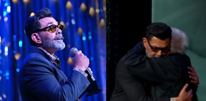 Bobby Deol gets Emotional Accepting Award for Dharmendra f
