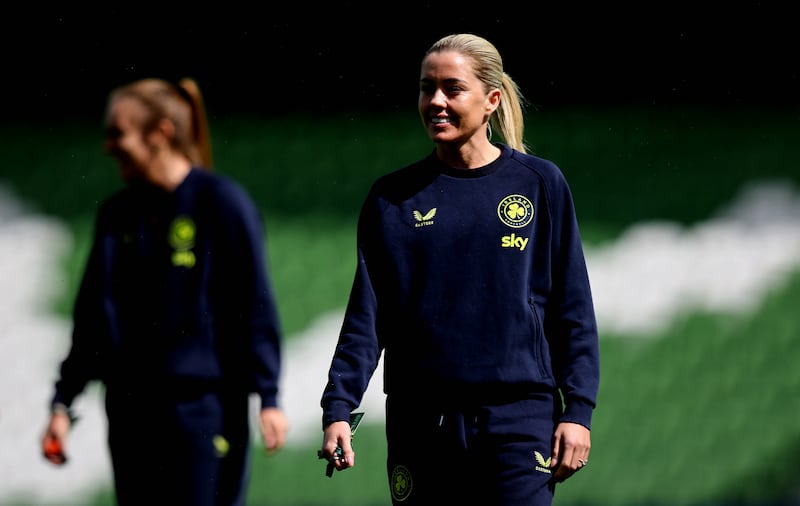 Ireland’s Denise O'Sullivan at the Aviva Stadium ahead of kick-off. Photograph: Ryan Byrne/Inpho