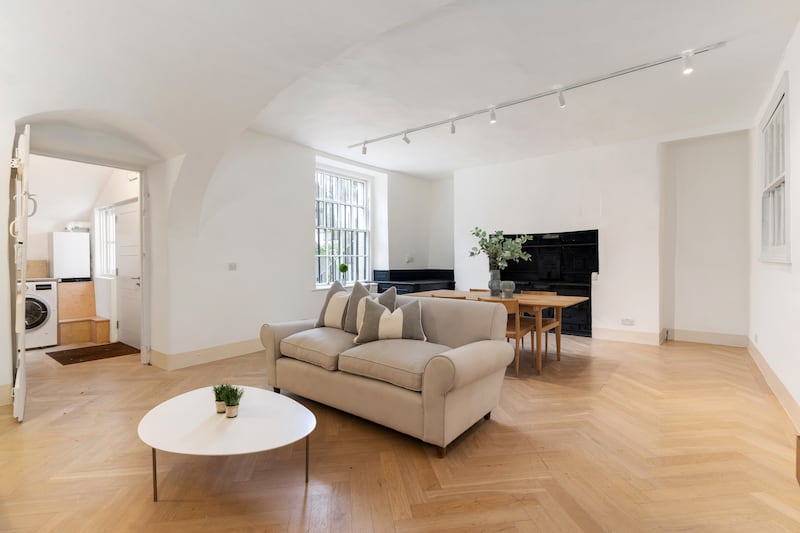Basement living quarters: living/dining area