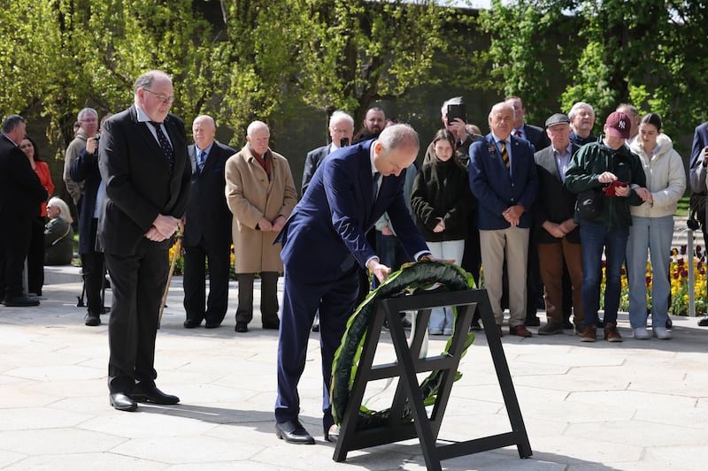 Taoiseach Micheál Martin TD lays a wreath at Fianna Fáil's 1916 Commemoration at Arbour Hill Cemetery.Photograph: Dara Mac Dónaill / The Irish Times


















