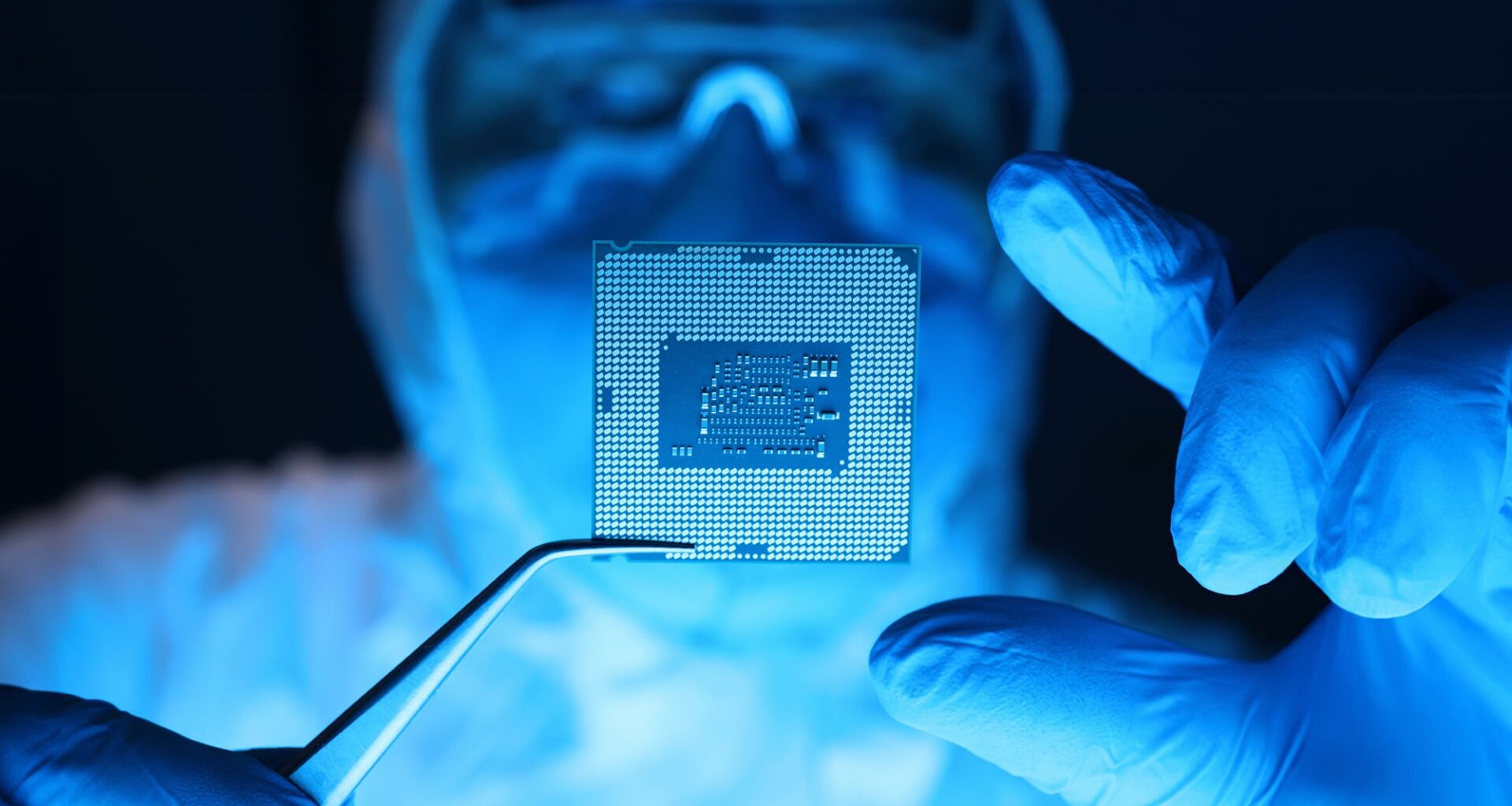 Clean Room Dust Protection Holding Microprocessor Computer Chip