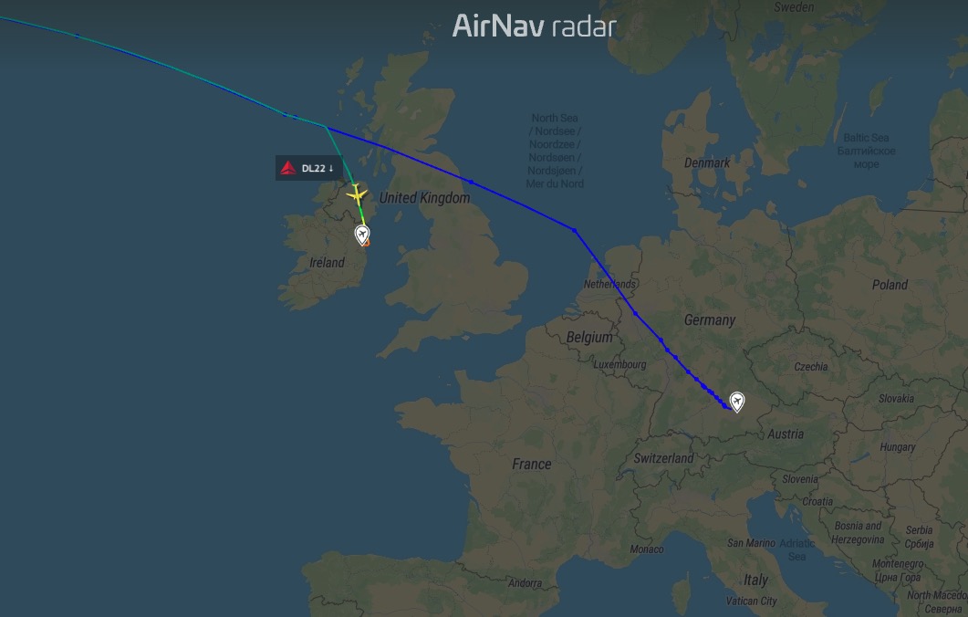 Delta flight DL22 to Munich has declared an emergency during the night and diverted to Ireland