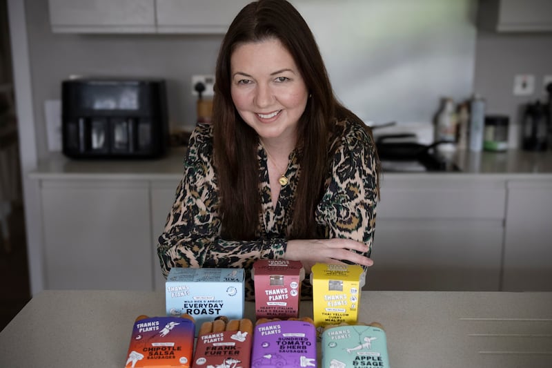 Plant-based food entrepreneur Aisling Cullen with some Thanks Plants vegan products. Photograph: Chris Maddaloni