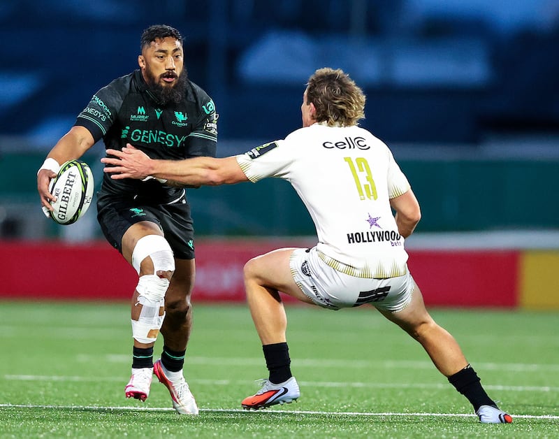 Connacht's Bundee Aki comes up against Le Roux Malan of Sharks. Photograph: Tom O’Hanlon/Inpho