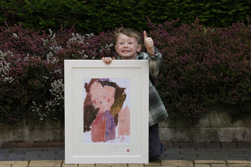 Five-year-old Harry Casey from Dundalk, Co Louth, with his piece called Stacey. Photograph: Nick Bradshaw