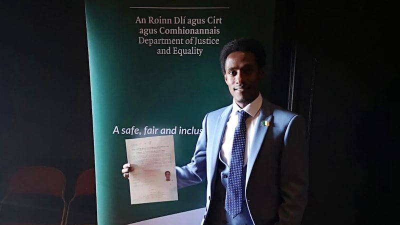 Hiko Tonosa receives his Irish citizenship at a ceremony in Killarney, Co Kerry, in 2020. 