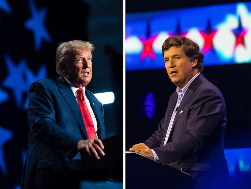 Tucker Carlson on Donald Trump: 'There were signs of low character. We knew that. But there are tonnes of people of low character who outperform their character.' Photograph: Saul Martinez/The New York Times
                      
