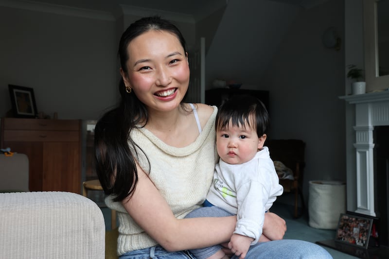 Xinlan Li and her son. Photograph: Dara Mac Dónaill