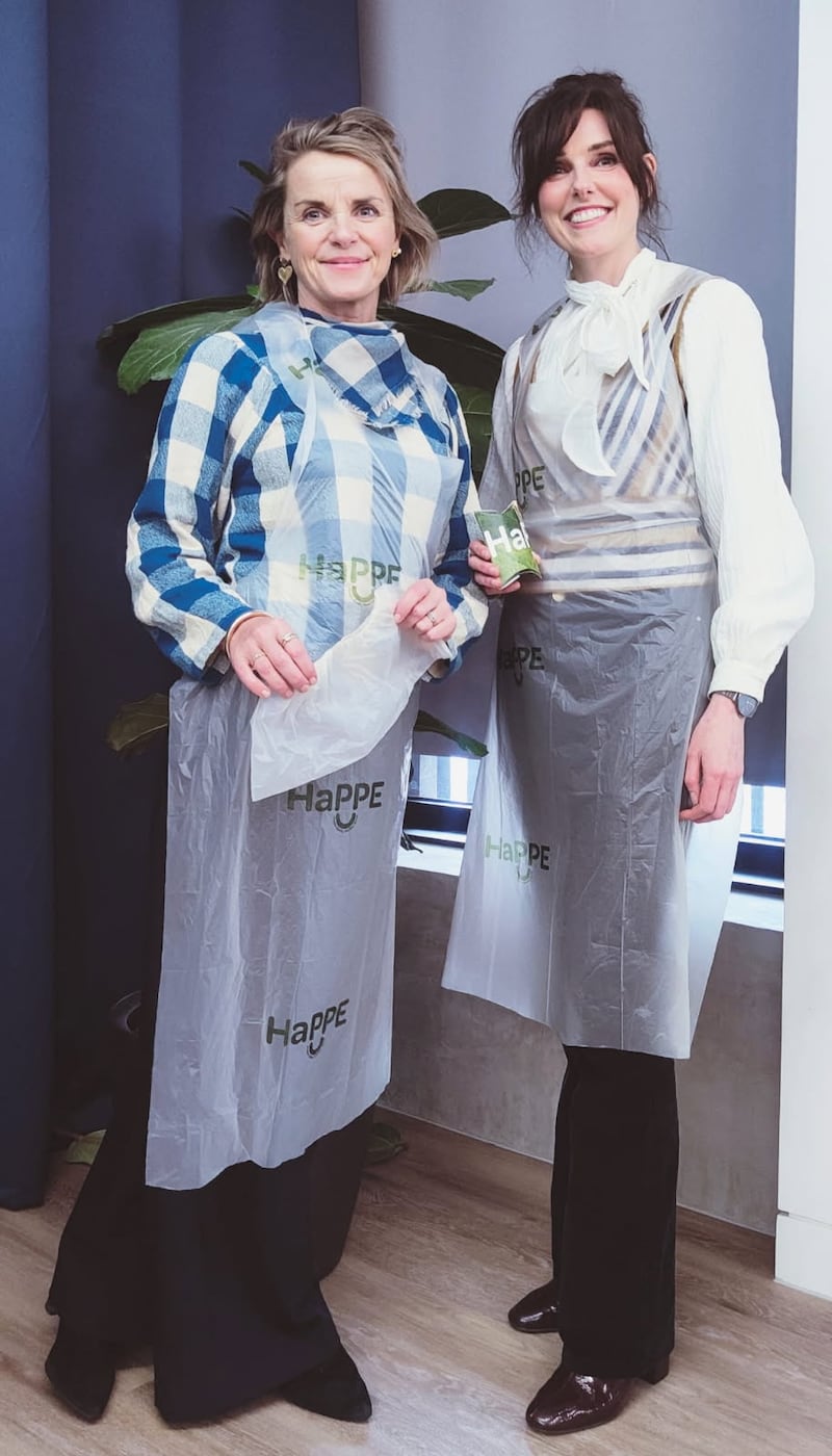 HaPPE Earth cofounders, cousins Lisa O'Riordan and Mary O'Riordan, who developed CE-approved splash aprons made from bio resin