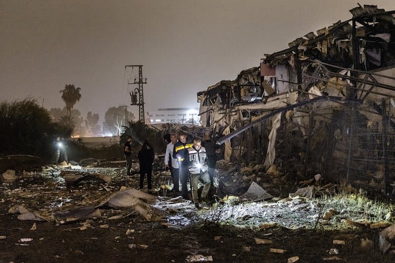  Damage to an industrial zone in Petah Tivka, Israel, after an Iranian missile strike on Thursday. Photograph: Amit Elkayam/The New York Times                    