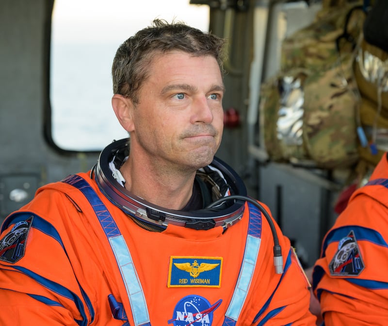 Nasa astronaut Reid Wiseman, Artemis II commander, is seen on the flight deck upon the astronauts' return. Photograph: NASA/Bill Ingalls