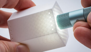 3D printed monolithic zirconia gyroid fuel cell architecture. Photo via Lithoz.